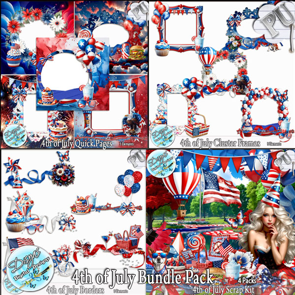 4TH OF JULY SCRAP KIT BUNDLE - TAGGER SIZE by Disyas - Click Image to Close